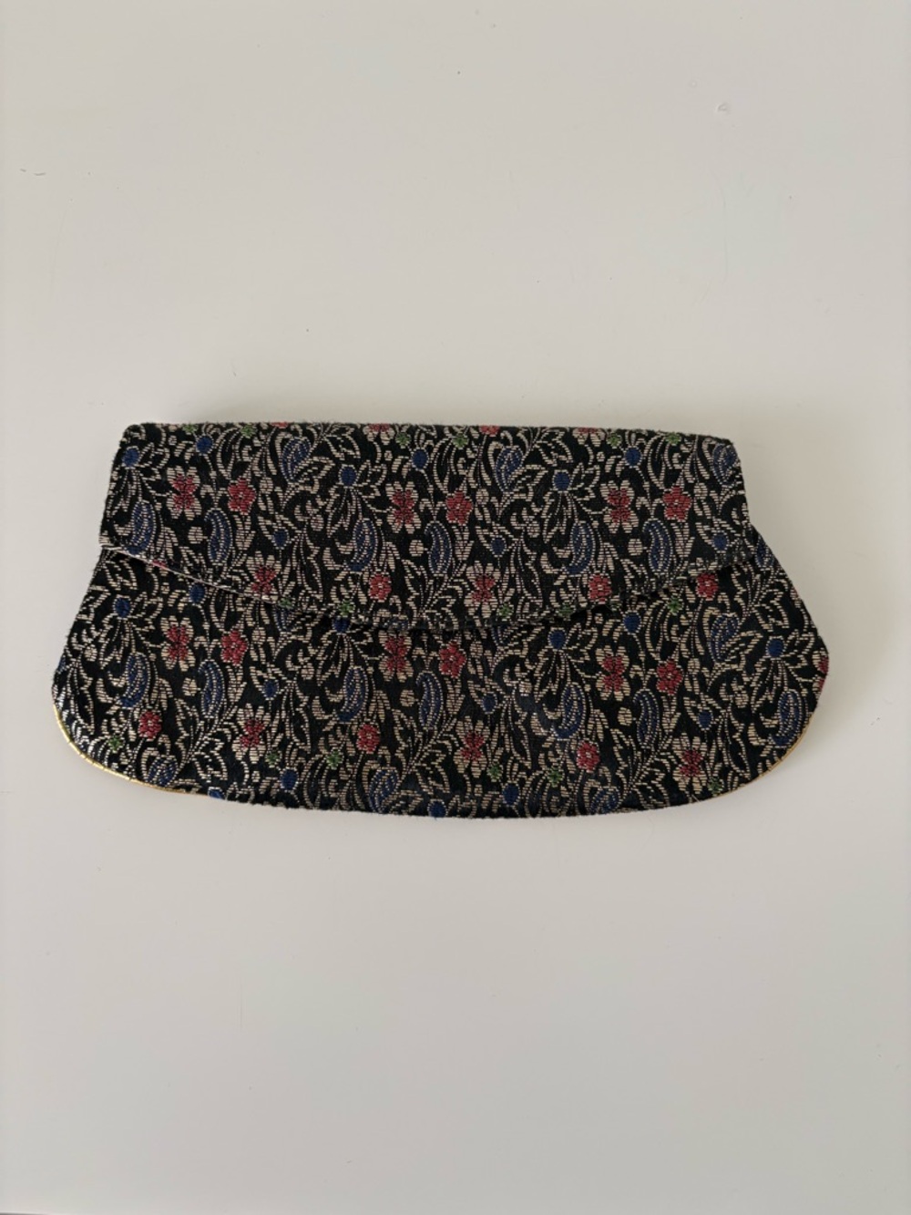 Small Vintage Black Floral Embroidered Women's Clutch